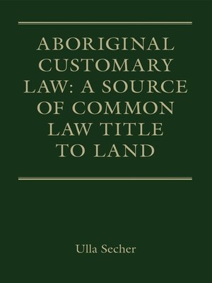 cover image of Aboriginal Customary Law